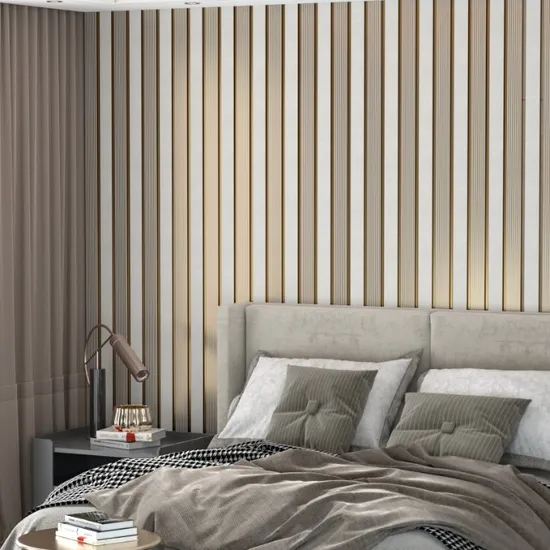Golden PS Wall Panel Decorative Wainscoting Alternative Wood for Background Wall