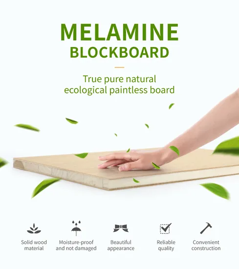 Malacca Wood Core Block Boards Melamine Paper Lamination Surface for Furniture & Kitchen 