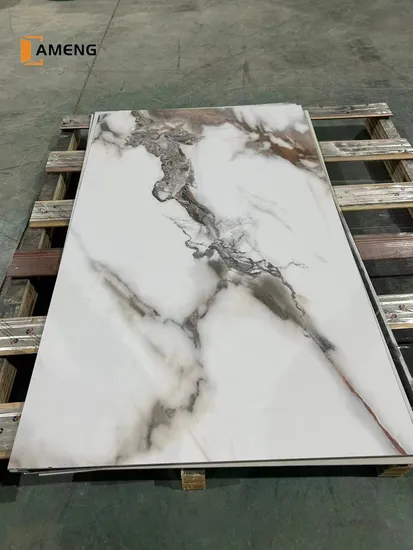 UV Protective 3mm Glossy Marble PVC Sheet Wall Panel for TV Background Decoration 